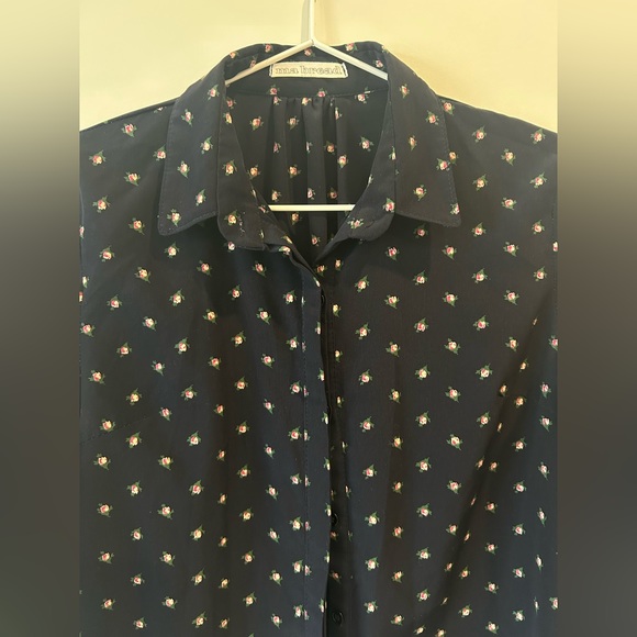 Blue Flower Button Down Top - Picture 2 of 2